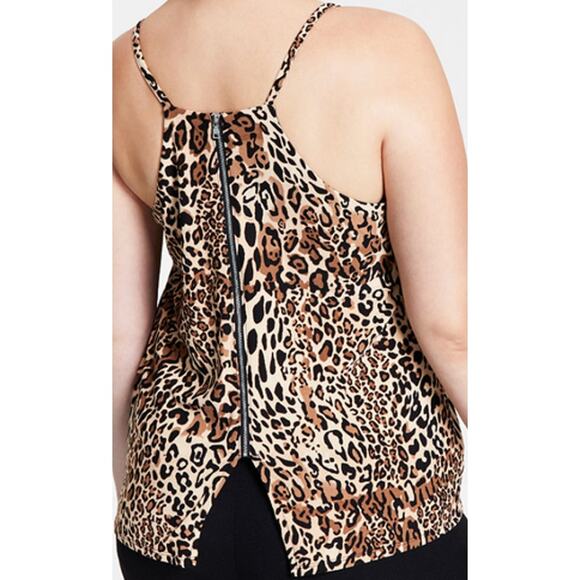 Bar III Zip Back Cheetah-Printed Camisole Top Small - Picture 2 of 4